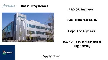 Dassault Systèmes | R&D QA Engineer | BE / BTech in Mechanical Engineering | Pune, Maharashtra, IN