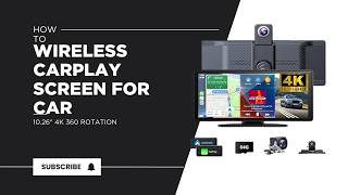 10.26" Wireless CarPlay Screen for Car | 4K 360° Rotating Dash Cam | Apple CarPlay &amp; Android Auto