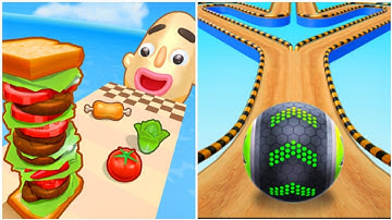 Sandwich Runner vs Going Balls - All Level Gameplay (NOOB vs PRO vs HACKER) New Update