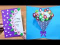 Paper flower pop up card  flower bouquet pop up card for mothers day  easy mothers day gift card