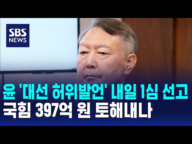 윤 '대선 허위발언' 내일 1심 선고..국힘 397억 원 토해내나 / SBS