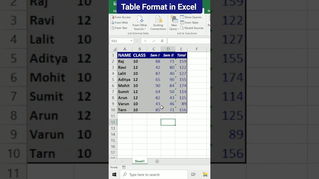 Format Table In Excel shorts youtubeshorts excel YouTube Format Table In Excel shorts youtubeshorts excel YouTube