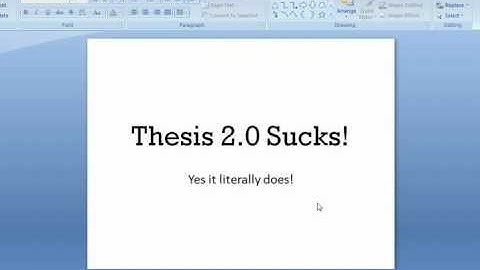 Thesis 2.0 Sucks! A Quick Overview from a Thesis Pro