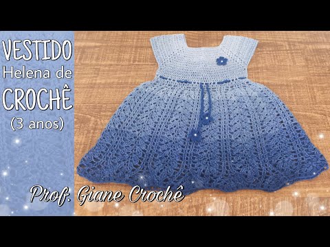 Vestido Cléa5 azul e branco de crochê para princesinha de 1 a 2 anos parte  2. 