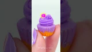 Mini Purple Cupcake ~ DIY Clay Miniature Food for Dollhouse Barbie #shorts #satisfying #diy #cake