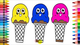 Ice Cream Coloring Page For Kids Learn Colors