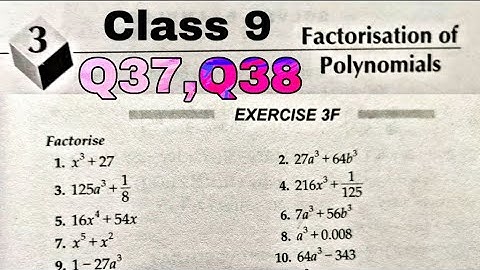 Ex 3f Q37 Q38 Factorisation Of Polynomials | Class 9 Maths  | CBSE | RS Aggarwal | Rajmith study