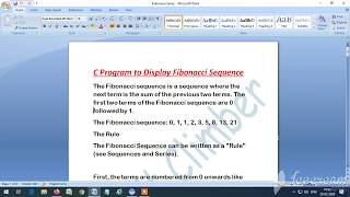 #Fibonacci Sequence || C & C# Program to Display Fibonacci Sequence And Flow Chart