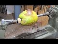 Woodturning - A coconut on a Lampshade  //  Um coco em um Abajur