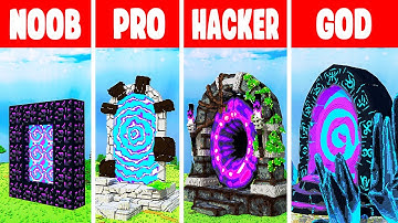 Minecraft NETHER PORTAL STATUE BUILD CHALLENGE - NOOB vs PRO vs HACKER vs GOD