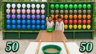 100 Balloons Challenge 🎈😱 | 50-50 Target Game 🔥 | Impossible Ball Throw Challenge