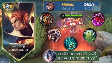 MANIAC 1 VS 4 OUT PLAYED USING THIS BROKEN YU ZHONG BUILD!! (100% working)