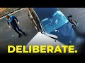 "I thought you were somebody else." | Driver rams innocent bystander HOURS after prison release