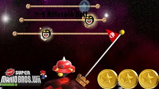 [Newer Super Mario Bros. Wii] 7-5 Asteroid Belt All 3 Star Coins + Secret Exit 100%