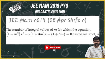 The number of integral values of m for which the equation, (1+m²)x² - 2(1+3m)x +(1+8m)=0 has no rea 