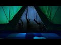 Instant deep sleep in a tent with continuous heavy rain and the sound of thunder in the forest