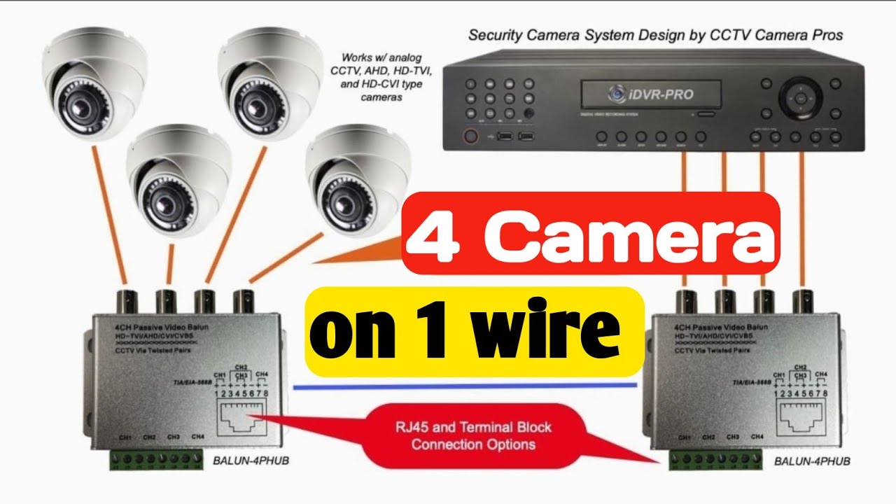 4 Cctv Cameras connection with 1 Cat6 wire | 4 channel UTP passive ...