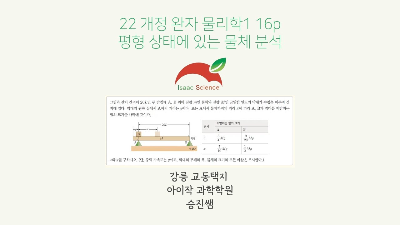 22 개정 완자 물리학 16p 평형 상태에 있는 물체 분석 - YouTube