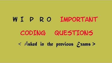 Wipro Important Questions || Coding Questions