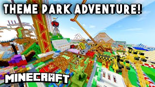 Minecraft Maps - THEME PARK ADVENTURE [Ep1] (Rollercoasters, Mazes, Hunted Houses & more!)