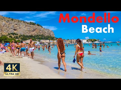 Mondello Beach Palermo Sicily Italy 🇮🇹 4K Walking Tour 2022