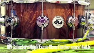 DW Collector's Maple Exotic Okme Feather snare 14x6.5 Candy Black Fade Lacquer