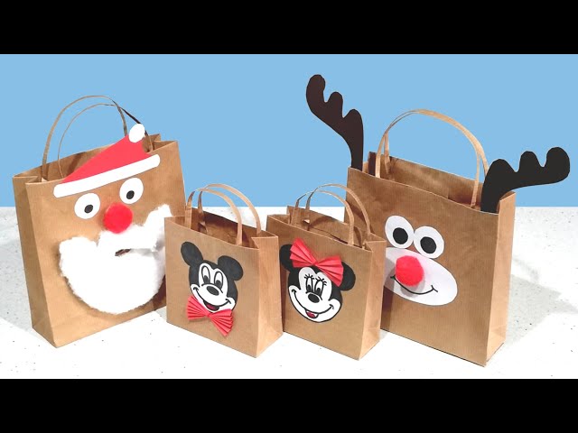 Como hacer BOLSAS para Regalo con PAPEL Kraft Decoradas 