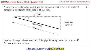 2017 Maths General 2 HSC Q26d Solve real-world angle of depression problem using trigonometry