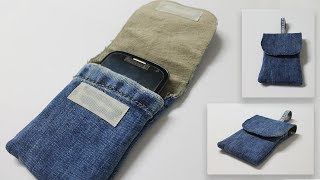 Diy Phone Pouch No Sew - Old Jeans Into Pouch