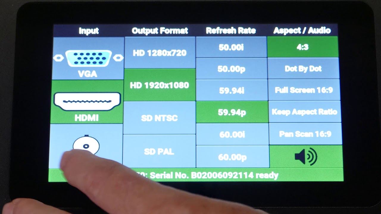 Datavideo DAC-75T — ukázka křížového převodníku