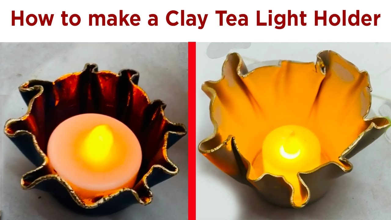 How to make easy clay tea light holder DIY Tea light holder Easy