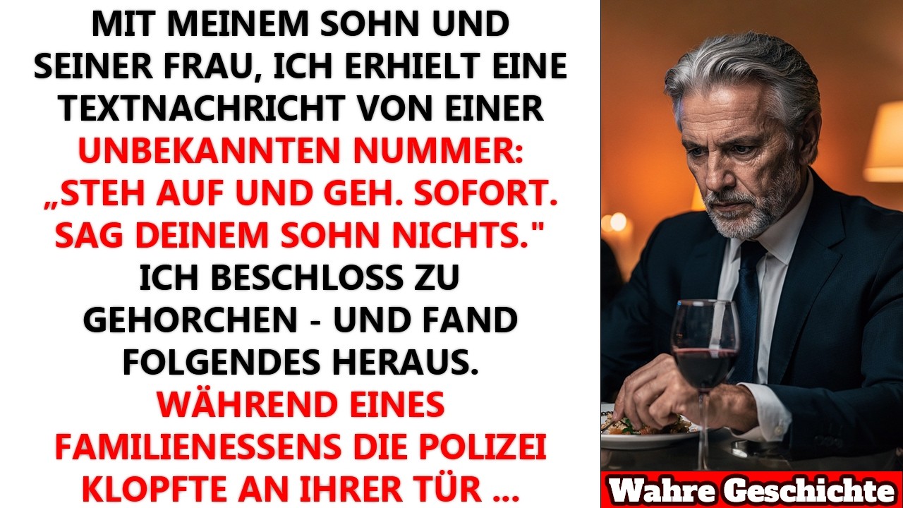 Die SMS kam genau in dem Moment, als Richard auf den zweiten Toast auf die Familie anstieß: „Steh auf und geh jetzt. Sag deinem Sohn nichts." Ich starrte aufs Display, während Emma mir...