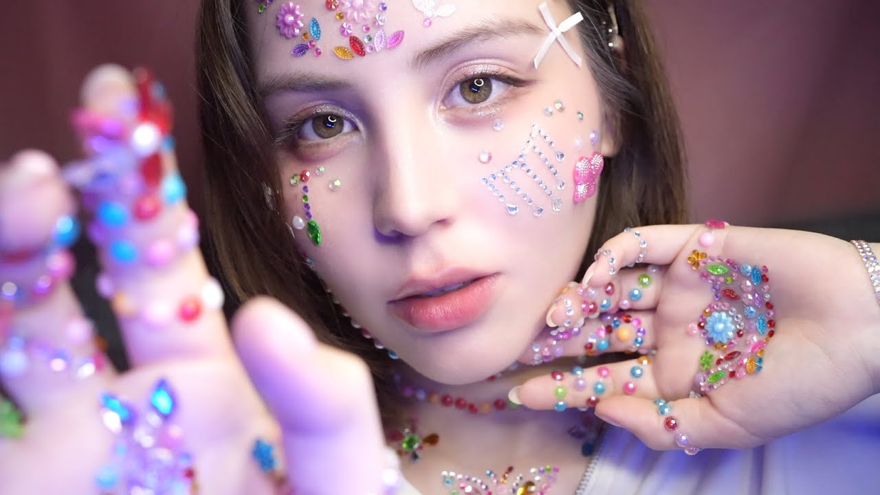 (SUB) jewels ASMR💎 Прослеживание и щекотание лица пальцами❤︎ Постукивание | Почесывание