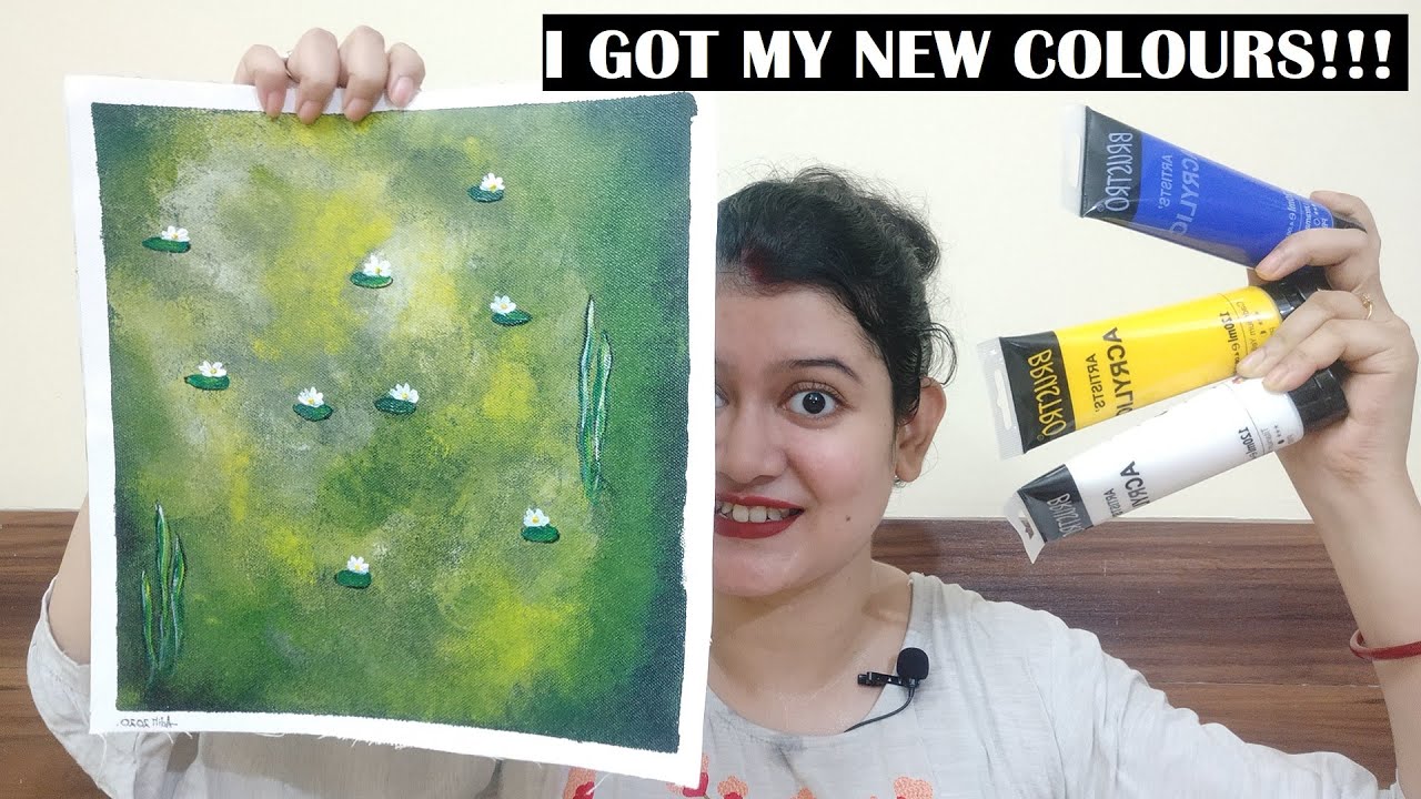 Easy Pond Water Painting for Beginners- Brustro Artist Acrylic Colors & Pouring Medium-PublishClick