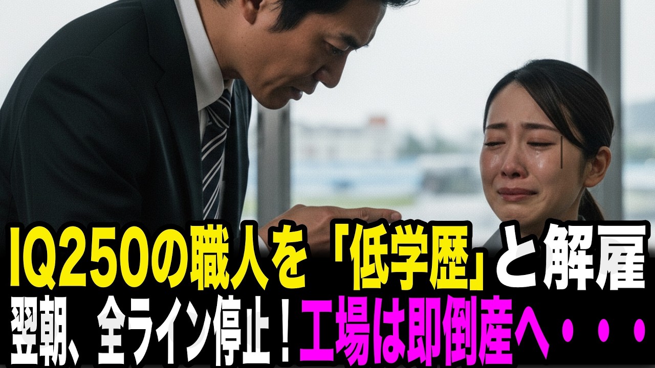 IQ250の職人が特許所有者と知らない新工場長。「低学歴はいらない」と即解雇。翌朝、全ライン停止しライバル会社へ転職！会社は速攻で倒産。泣きつく工場長の末路とは・・・？