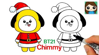 How to Draw Chimmy BTS BT21 Christmas Easy