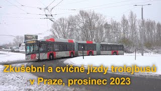 Zkušební jízdy Škoda-Solaris 24m, SOR TNS 18, Škoda 36Tr v Praze, prosinec 2023 | 8K HDR