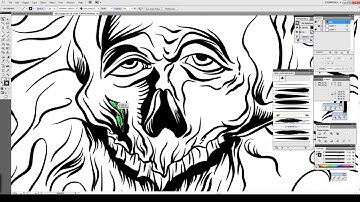 "Sun Madness" Digital Inking in Illustrator - T-shirt design (part 1)