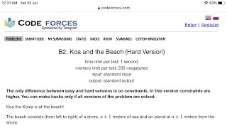 #codeforces 659 #div2 B2.koa and the beach