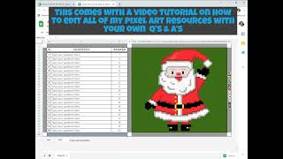Pixel Art Santa Waving Activity for Google Sheets and Excel
