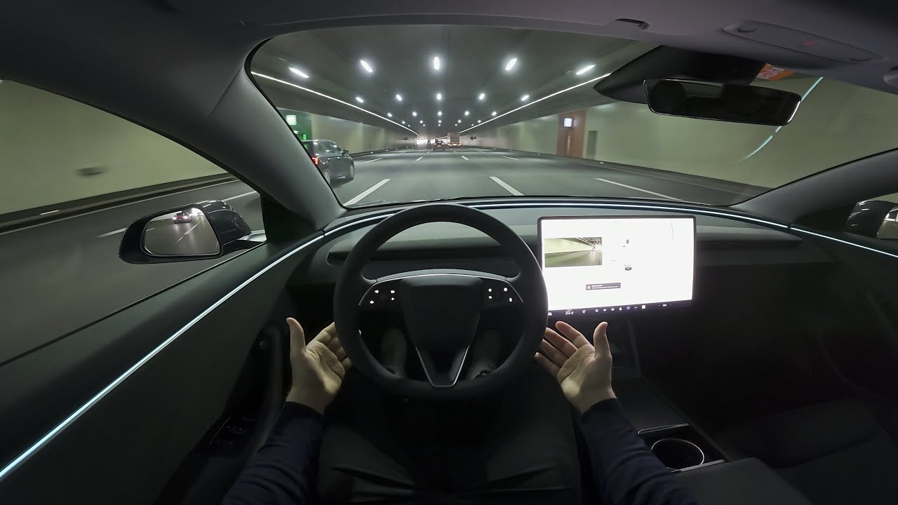 Driving New Tesla Model 3 Long Range RWD at Night - YouTube