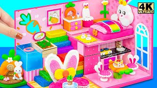DIY How To Make Cute Pink Bunny House with CUTEST Bed from Cardboard for Pet ❤️ DIY Miniature House