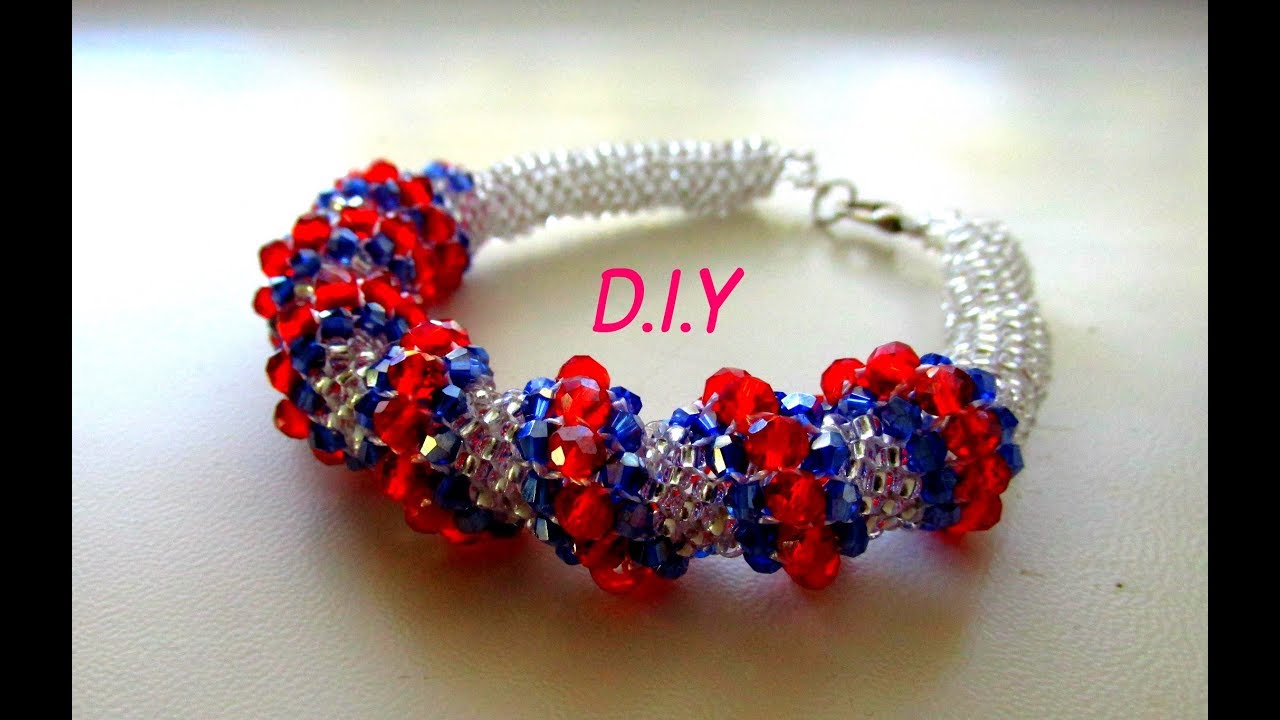 A beautiful bracelet made of crystals and beads. Tutorial. DIY. Beading ...