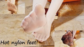 Warm nylon feet on your face | Pantyhose feet | Feet modeling |