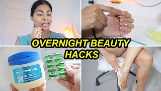 Overnight Beauty Hacks I Follow That Worked Wonders | Grow nails, soft lips, smooth feet & MORE