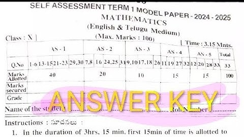 10th class sa term 1 mathematics question paper answers key most important practice paper key 