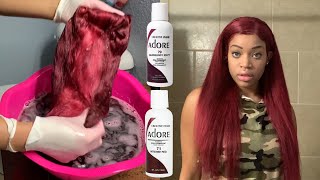 WATCH ME WATERCOLOR DYE THIS 613 HAIR BURGUNDY/CHERRY RED 🍒😍| Janet Collection DIY Kit