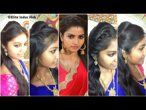 4 Open Hair Indian Party Hairstyles | Nandhini Serial Ganga Hairstyles