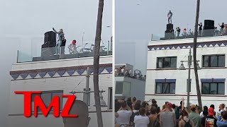 MGK, Travis Barker's Rooftop Performance Looked Kinda Dangerous | TMZ