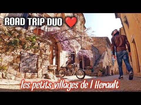 5 petits VILLAGES perdus de l'HERAULT - ROAD TRIP MOTO DUO: motovlog + visites à pieds